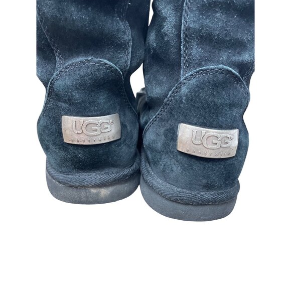 Ugg womans Black leather sheepskin lined Midcalf Winter Boots Sz 6 SKU 9533 - Picture 6 of 16